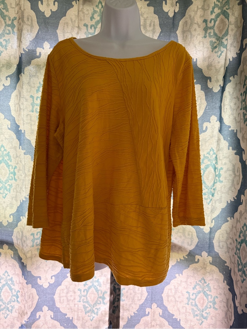 Kim Rogers Golden Rod Yellow Textured Tunic Top XL